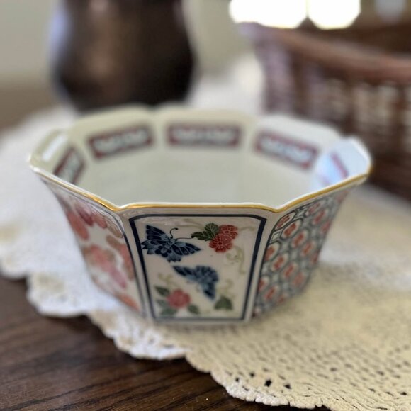 Vintage Mikado Bowl Planter Butterfly Floral Asian Art Decor - Picture 3 of 9